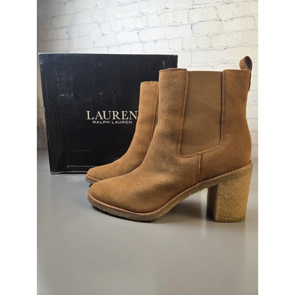 Lauren Ralph Lauren Women Marianna Pull-On Dress Chelsea Booties Tan Size 10 NEW